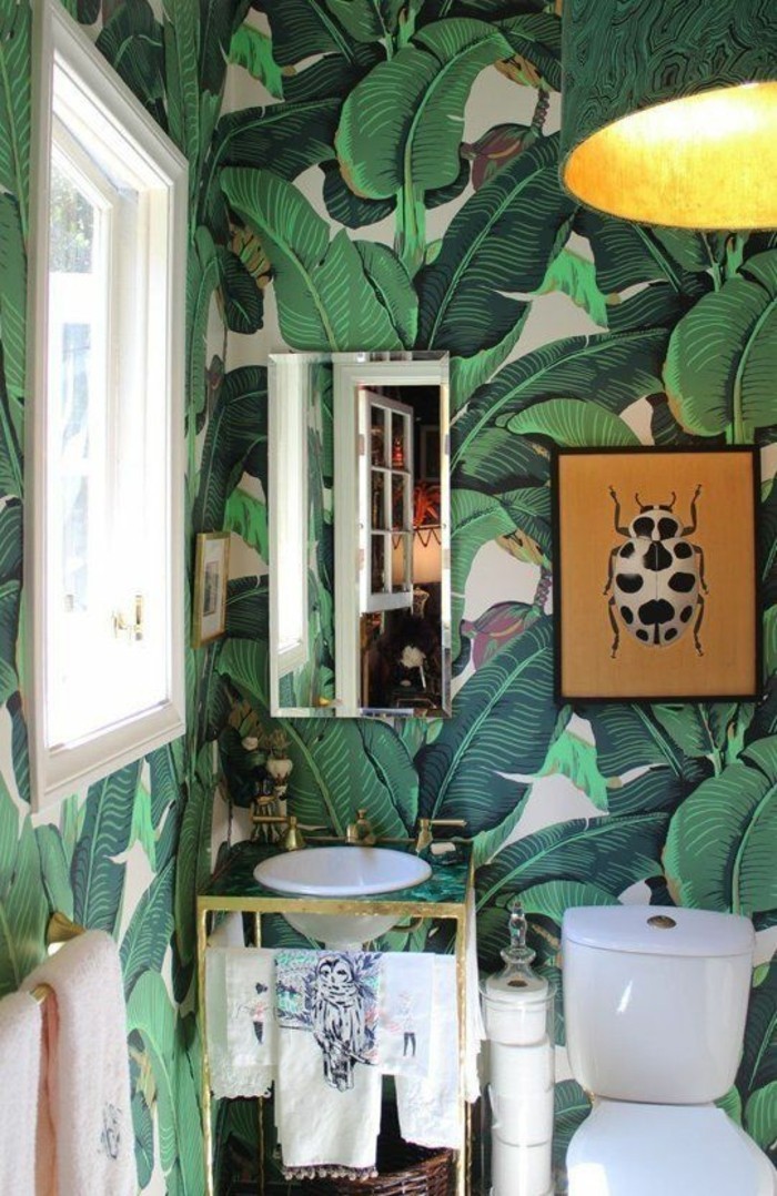 Badezimmer-naturales-tapeten-design-große-grüne-Blätter