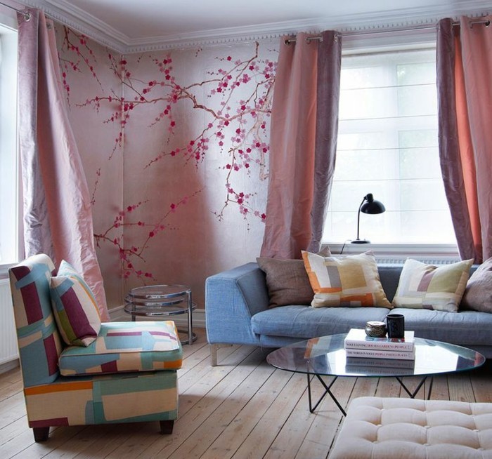gemütliches-Wohnzimmer-romantisches-tapeten-muster-herrliche-Wandgestaltung