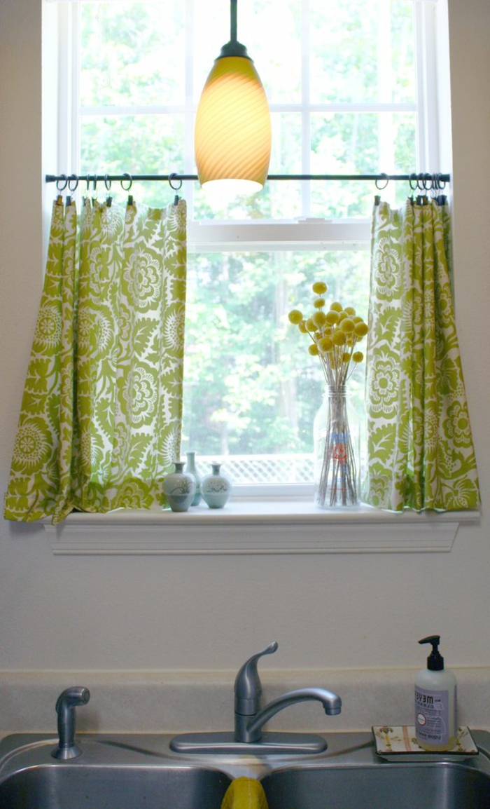 küchenfenster-gardinen-frisches-grünes-Muster-gardinen-für-kleine-fenster