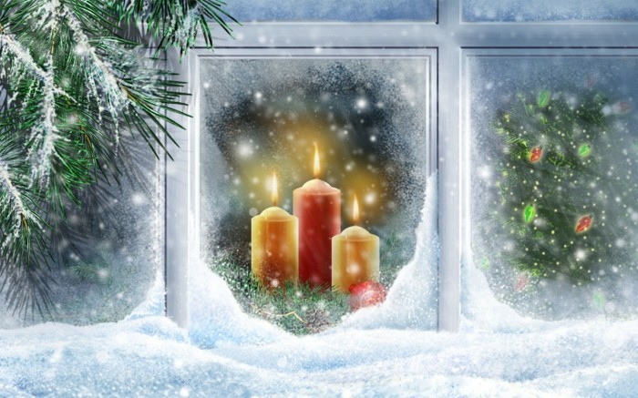 schöne-fensterdekoration-zum-weihnachten-interessantes-bild-drei-kerzen