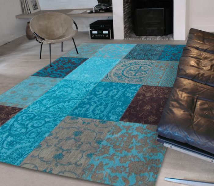 teppich-türkis-Farbe-Patchwork-modernes-Design