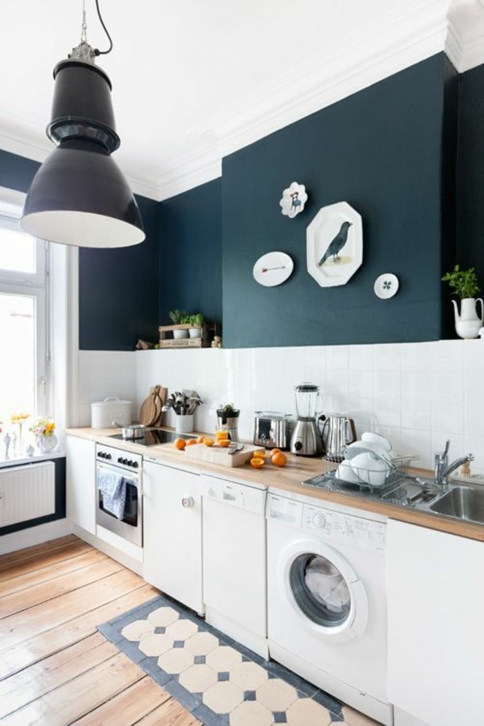 wandgestaltung-küche-moderne-wandfarben-farbige-Wände