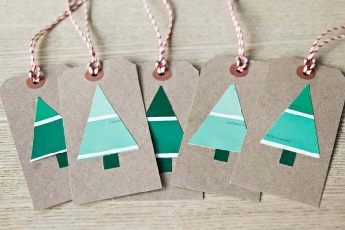 weihnachten-geschenkideen-selbstgemacht-interessante-weihnachtskarten-mit-blauen-tannenbäumen