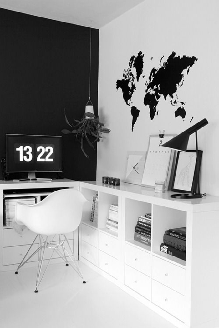 wohnung-einrichten-tipps-fürs-Arbeitszimmer-kontrastierende-Wände-weiße-Möbel