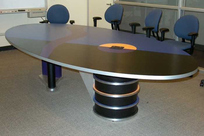 Büromöbel-besprechungs tisch-blaue-stühle