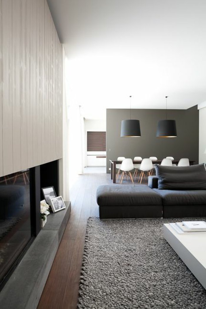 Wandfarbe-grau-Wohnzimmer-grau-modernes-Interieur
