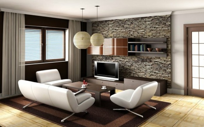 einrichtungsideen-wohnzimmer-schicke-weiße-möbel-attraktive-wohnwand