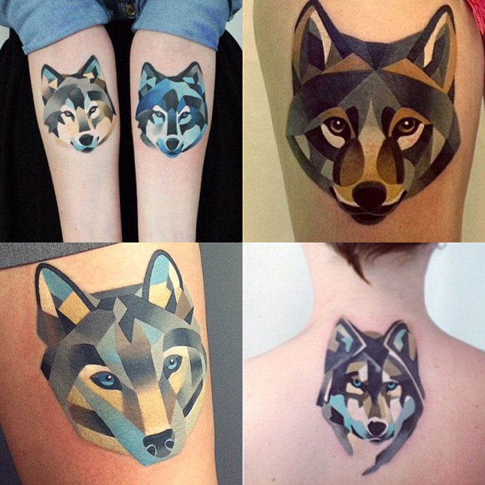 geometrische-Tattoo-Vorlagen-Wolf-Zeichnung
