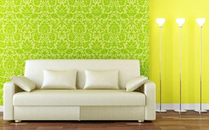 herrliche-tapeten-in-grüner-farbe-modernes-design-aus-bett