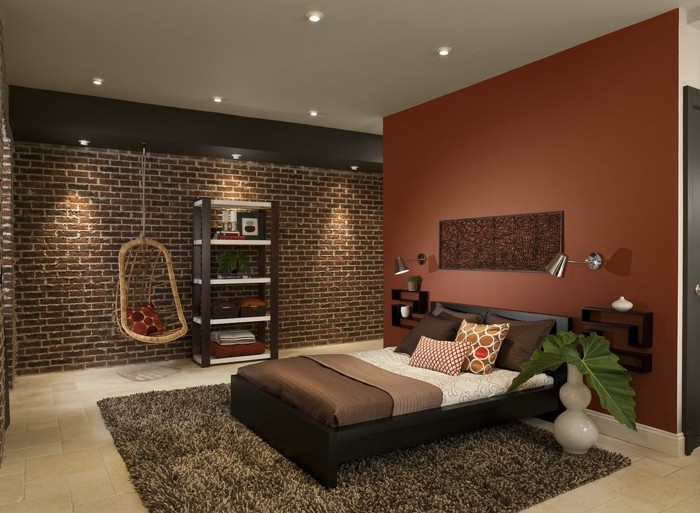 kreatives-modell-schlafzimmer-wunderschöne-wandfarbe