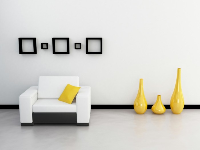 moderne-deko-im-schicken-wohnzimmer-wand-in-weiß-und-gelbe-dekoartikel