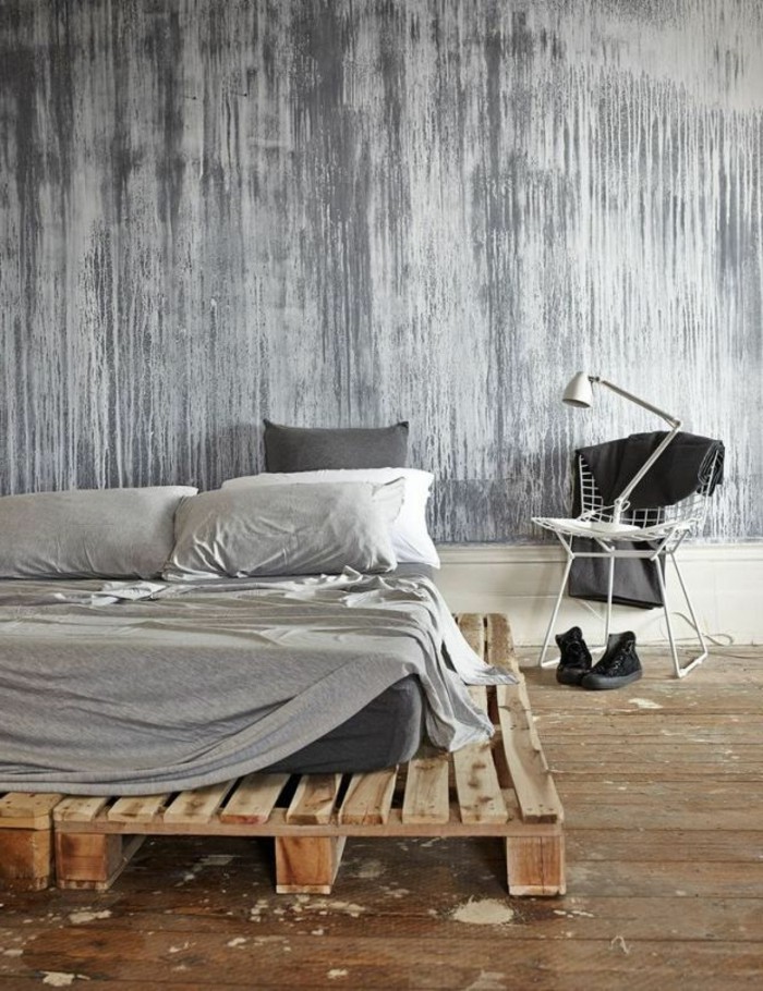 wandfarbe-grau-wunderschönes-modell-schlafzimmer-bequemes-bett