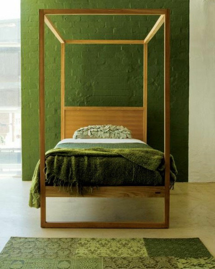 wandfarbe-grün-wunderschönes-modell-schlafzimmer-elegantes-bett