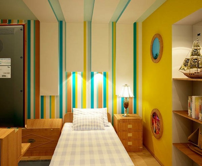 wandfarbe-türkis-einmaliges-schlafzimmer-mit-modernem-design