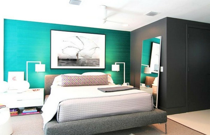 wandfarbe-türkis-elegantes-modell-schlafzimmer-super-design