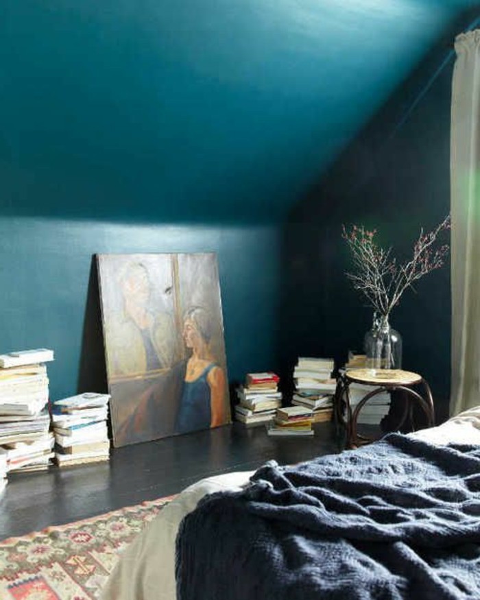 wandfarbe-türkis-sehr-schönes-modell-schlafzimmer-modernes-aussehen