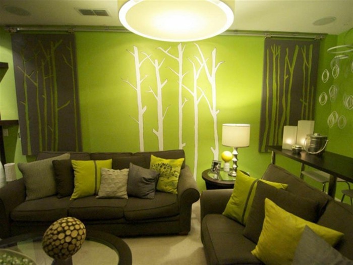 wandfarbe-wohnzimmer-schöne-grüne-inspiration