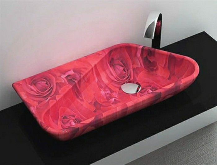 Moderne -waschbecken-rotes-modell