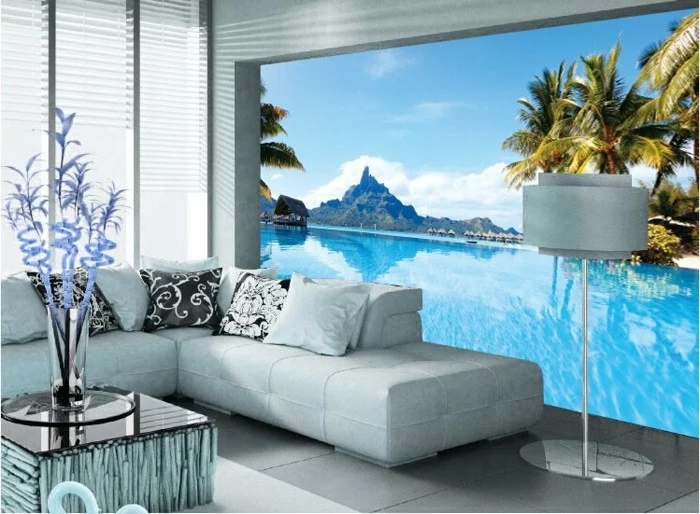 interessante-fototapeten-kreatives-modell-wohnzimmer-mit-weißem-sofa