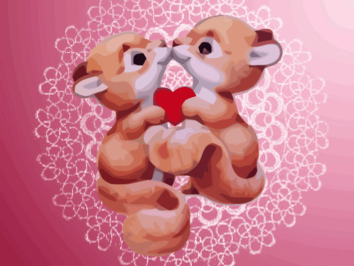 rosiger-hintergrund-valentinstag-bilder-zwei-süße-animierte-tiere