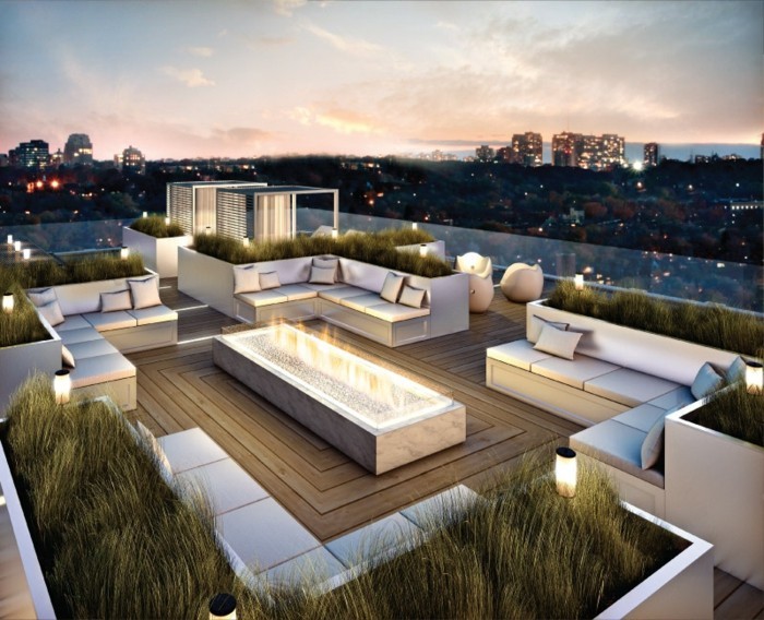 terrassengestaltung-ideen-foto-von-oben-genommen-weiße-möbel-tolle-beleuchtung