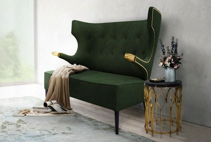 3-aristokratisches-grünes-Zweisitzer-Sofa