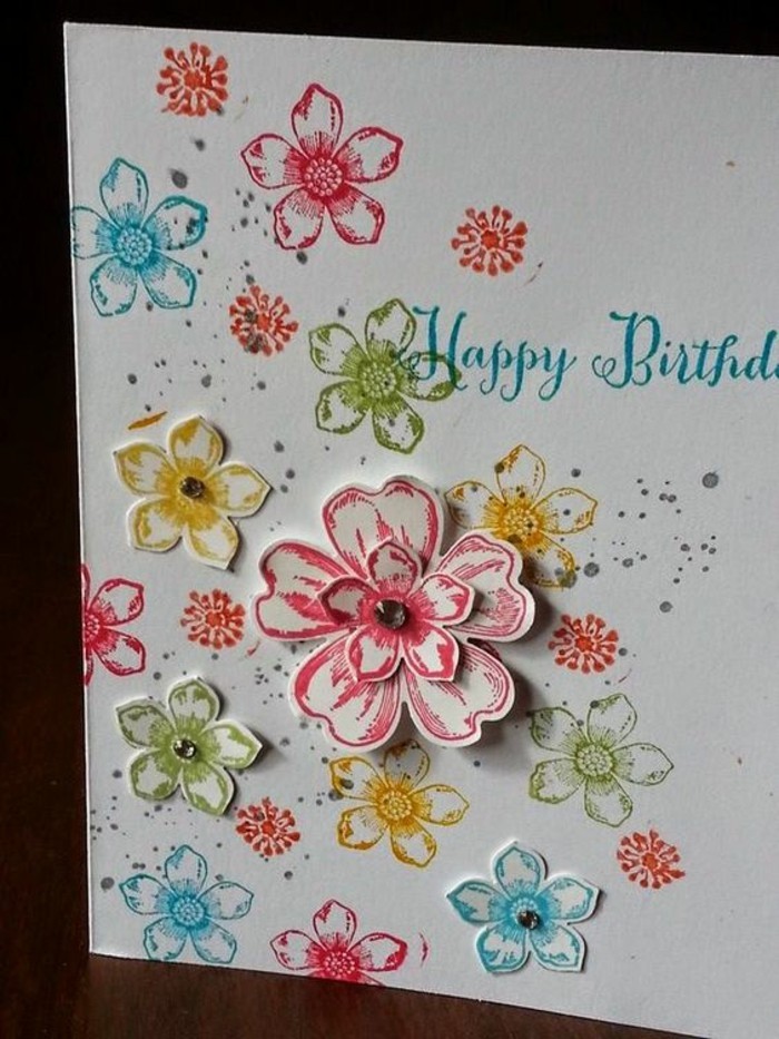 Schöne-Geburtstagskarten-selber-machen-kunterbunten-blumen