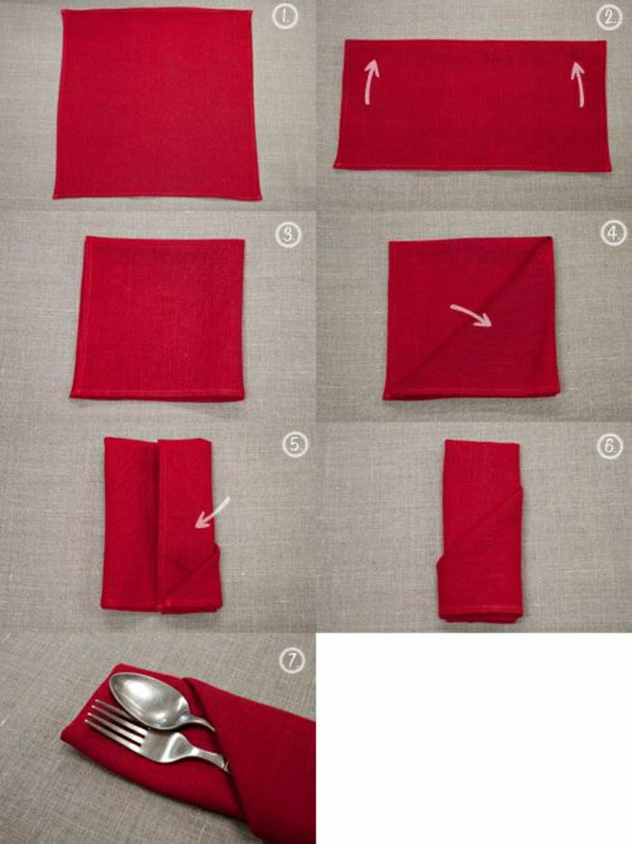 Servietten-falten-Anleitung-rotes-schlichtes-Modell