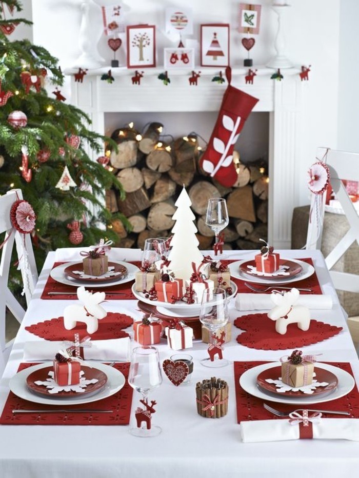 Tischdekoration-Ideen-für-Weihnachtenin-Rot-und-Weiß