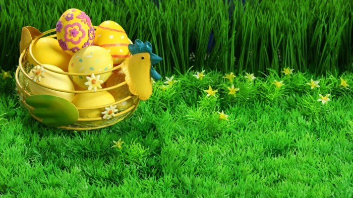 Wallpaper-Ostern-Hühnchenkorb-voll-mit-gelben-Eiern