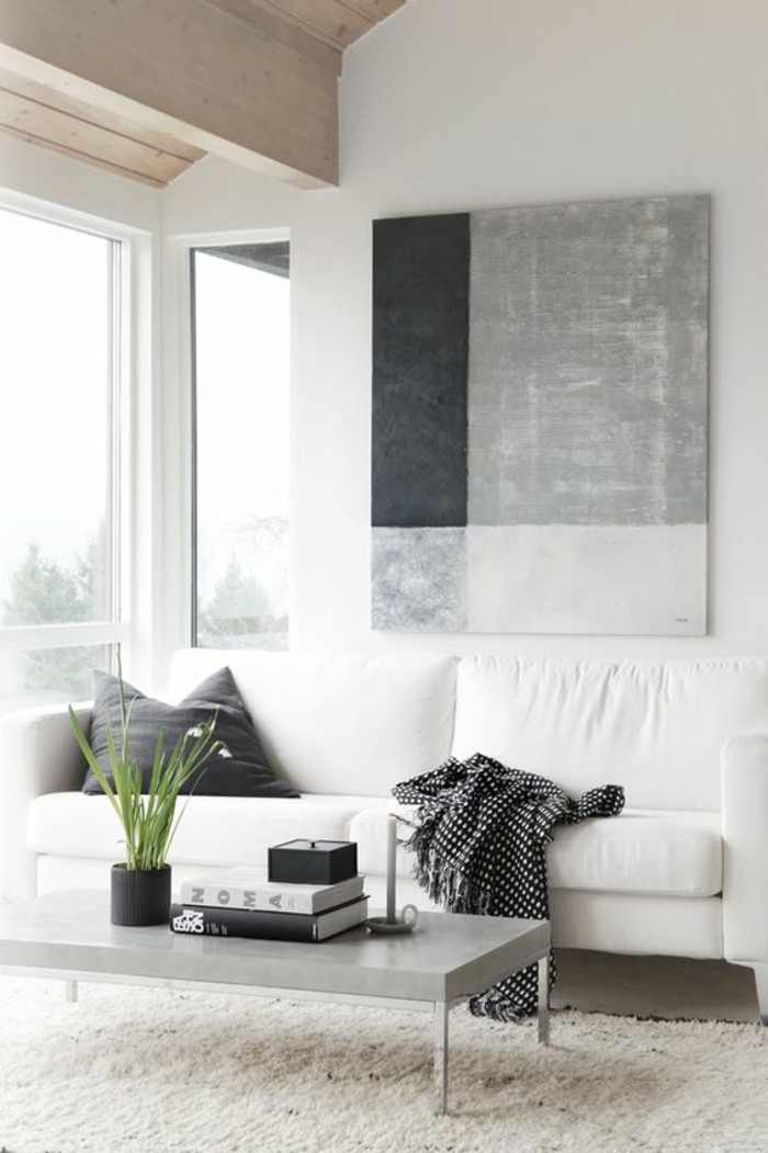 Wohnzimmer-in-skandinavischem-Stil-weiße-Einrichtung-Leinwandbild