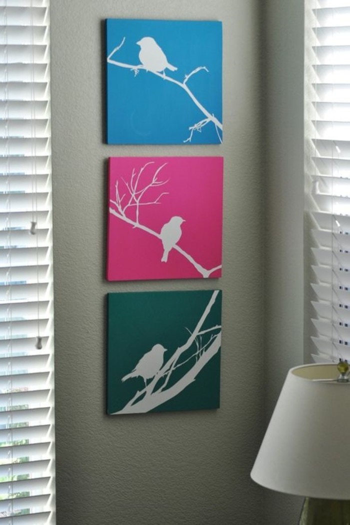 farbige-Bilder-auf-Leinwand-Vögel-Darstellungen