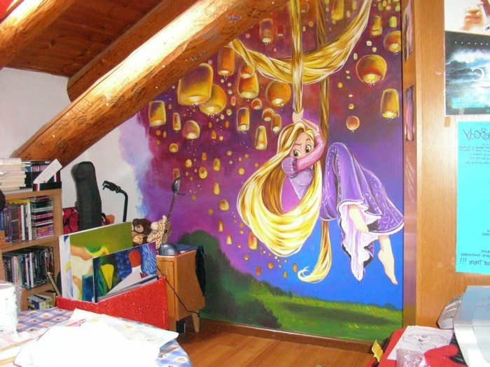 moderne-wandbilder-für-Kinderzimmer-mit-Rapunzel-und-Laternen