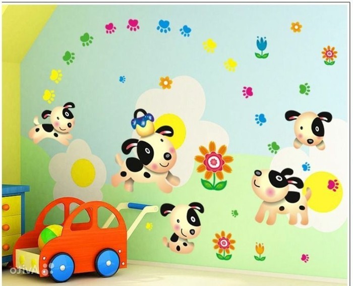schöne-wandbilder-für-kinderzimmer-mit-kleinen-hunden