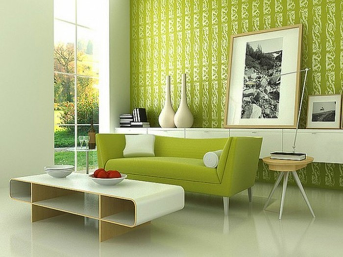 sehr-schöne-wandgestaltung-wohnzimmer-grüne-wände-modernes-aussehen