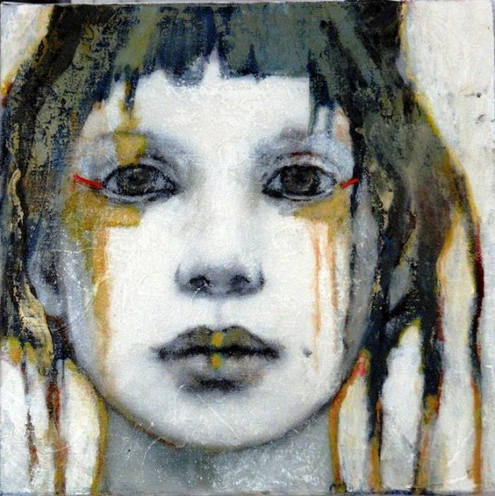 Zeitgenössische-Malerei-das-Gesicht-eines-Mädchen