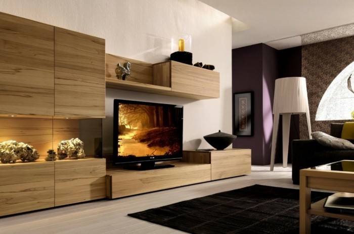 Bodenbeläge-Wohnzimmer-und-Regalsystem-aus-Holz