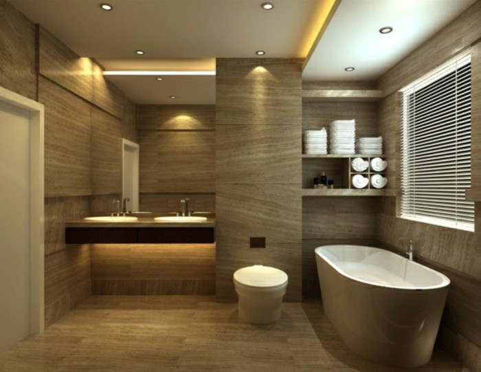 Waschbecken-auf-Holzplatte-badezimmer-mit-badewanne