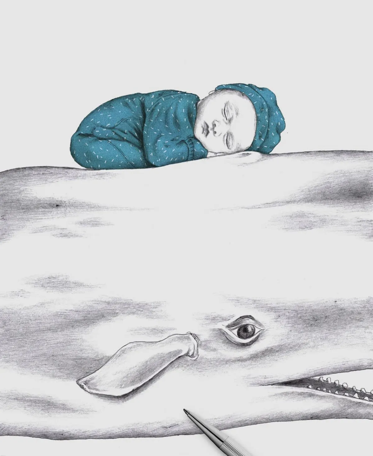 bilder zum nachzeichnen baby schlafend auf wal