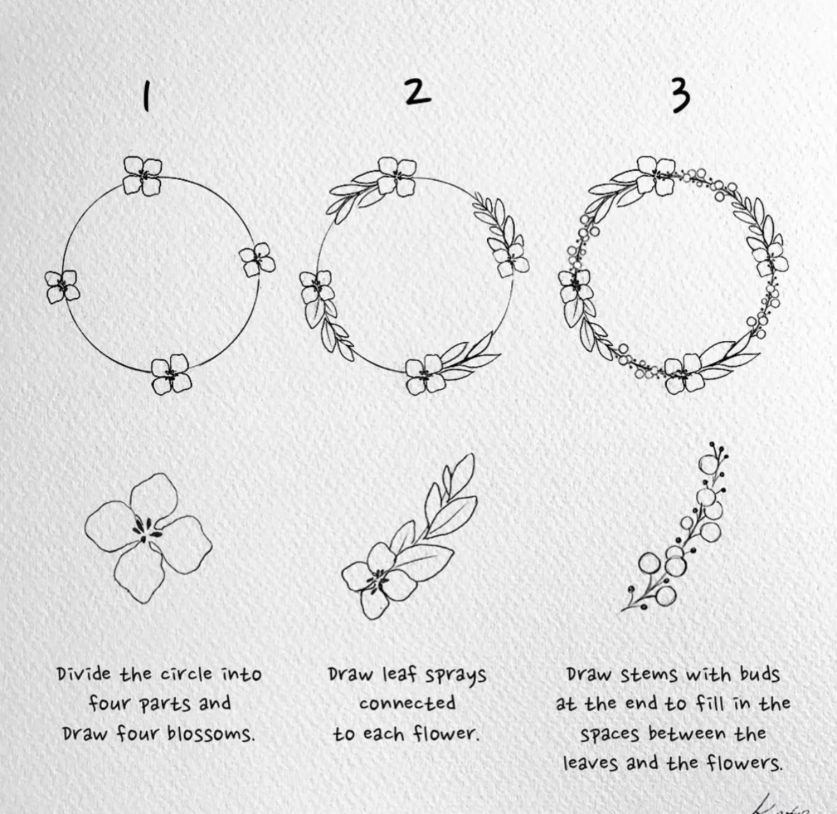 blumenkranz zeichnen lernen in drei einfachen schriten