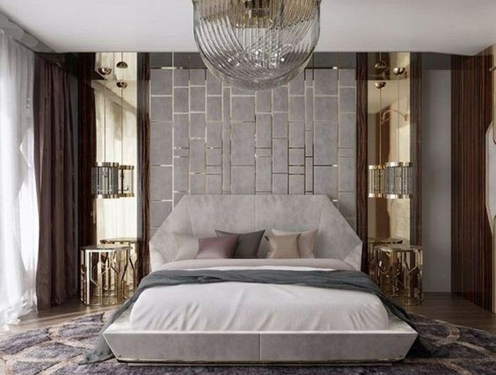 1 schlafzimmer wandgestaltung mit 3d paneel luxuriöse schlafzimmereinrichtung einrichtungsideen schlafzimmerdeko zimmerdeko