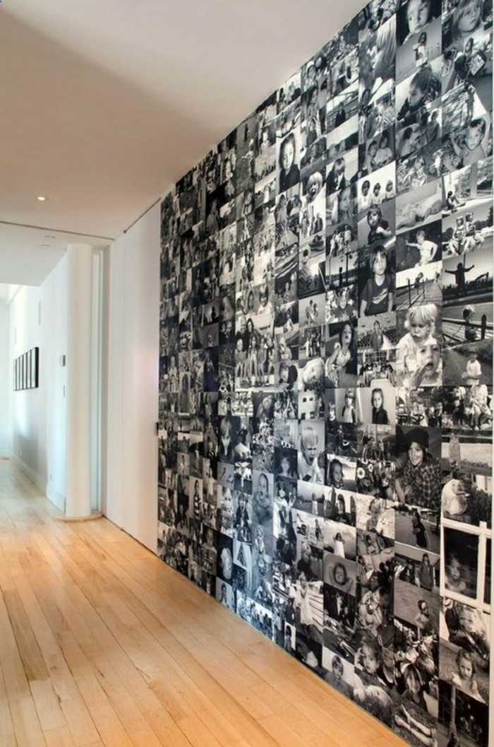 Fotowand-Ideen-schwarz-weiße-fotos-vinylboden