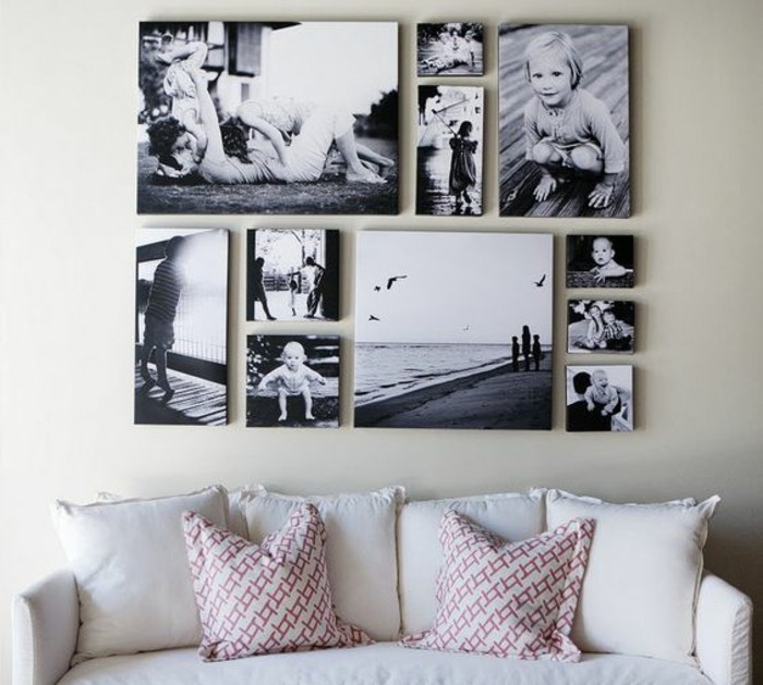 Fotowand-schwarz-weiße-fotos-sofa-mit-zwei-kissen