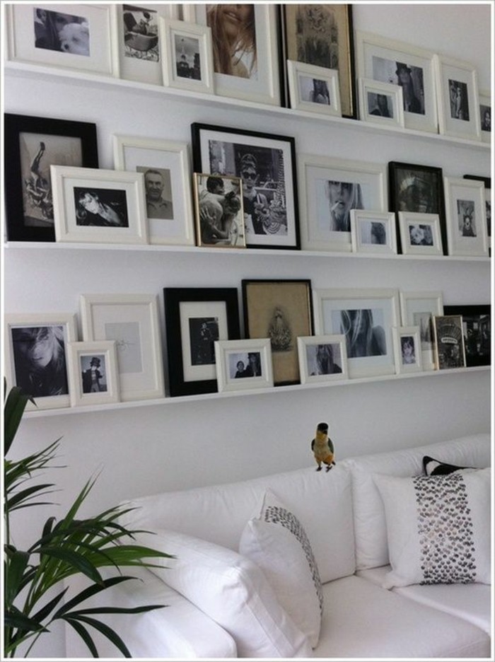 Fotowand-selber-machen-weißes-sofa-ideen-wohnzimmer