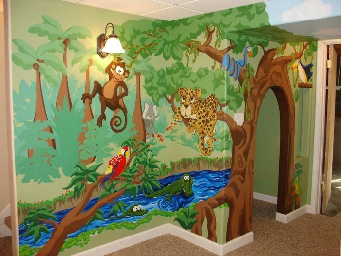 Kinderzimmer-Tapeten-Ideen-ein-Dschungel