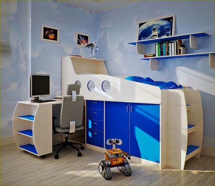 Kinderzimmer-gestalten-jungenzimmer-mit-einem-blauen-bett