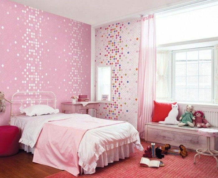 Tapeten-für-Kinderzimmer-in-rosa-Farbe