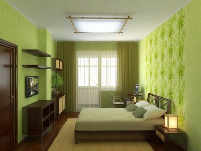 Wanddeko-Schlafzimmer-mit-grünen-Pflanzen