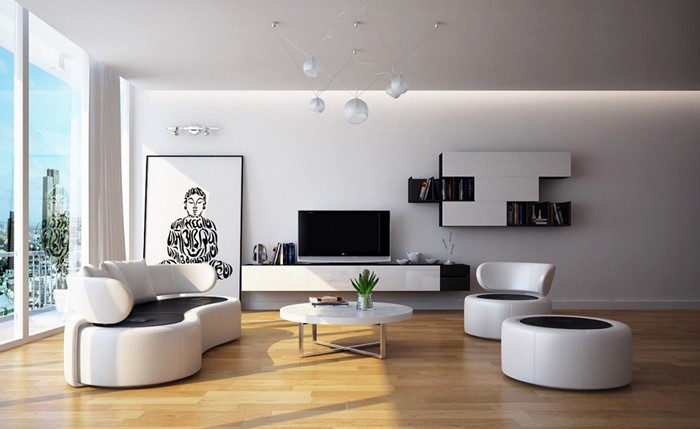 Wohnzimmer-gestalten-moderne-Inneneinrichtung-in-schwarz-und-weiss