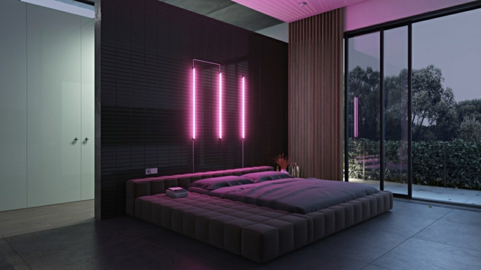 ideen für schlafzimmer außergewöhnliche wanddeko zimmereinrichtung in .schwarz und grau rosa licht